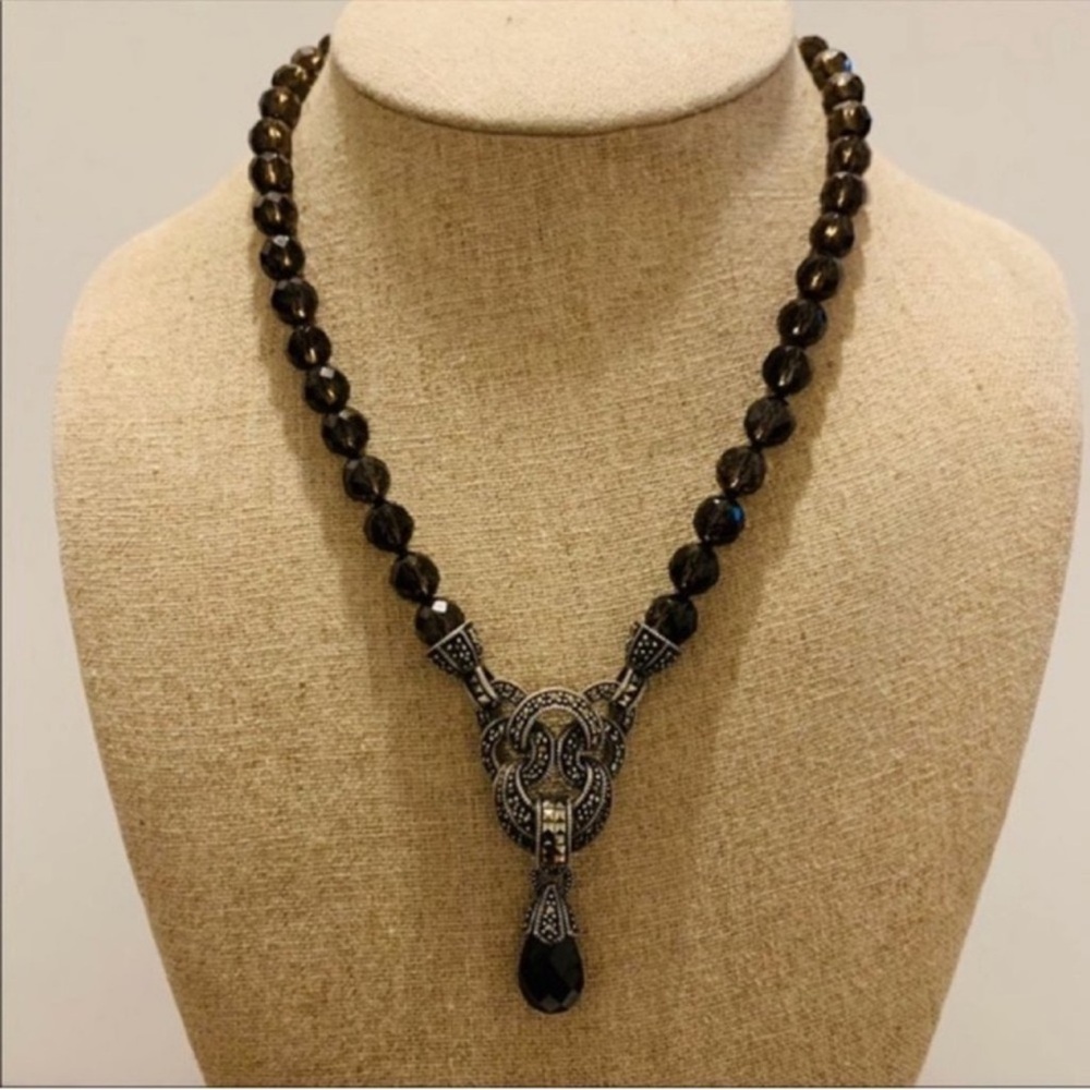 Judith Jack  | Necklace | Marcasite & Smoky Quartz Pendant - Picture 11 of 11